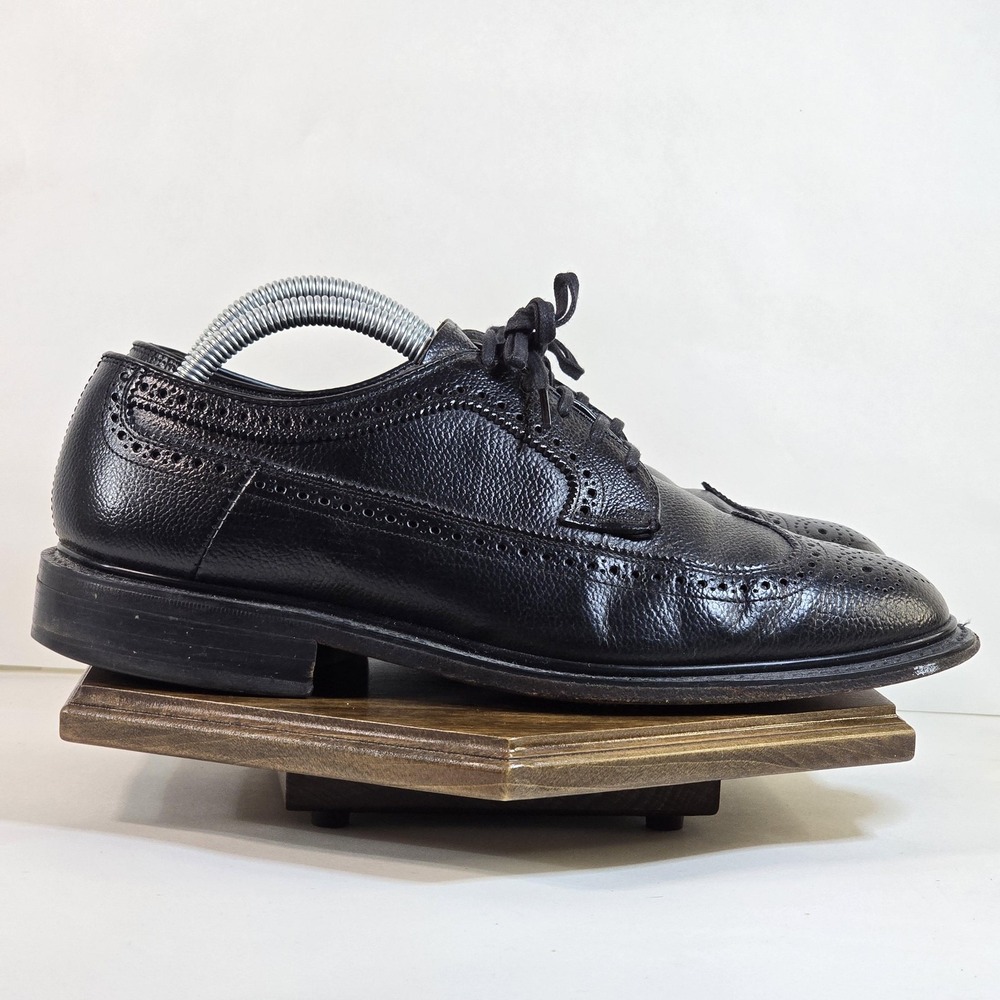 Hanover Wingtip Oxford‎ Dress Shoes Mens Size 8.5 D Black Leather USA Brogue